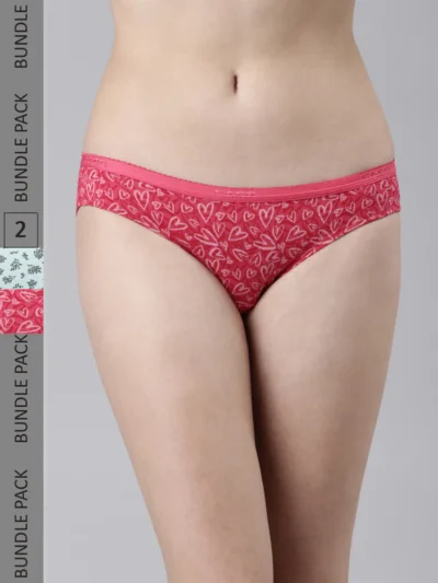 Low-Rise Outer Elastic Printed Bikini (Pack of 2)