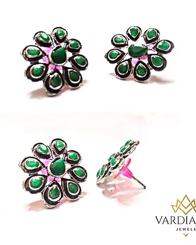 Green Crystal Flower Earing